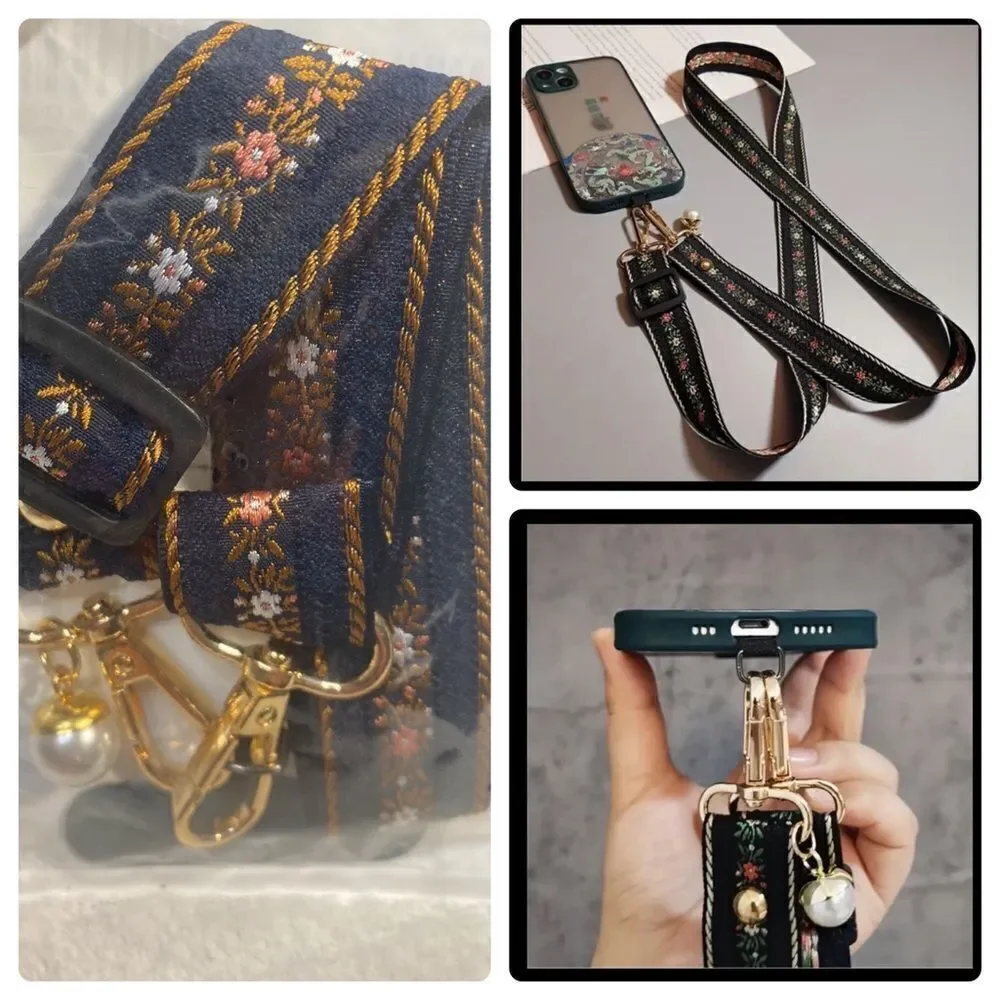 Embroidered Cell Phone Crossbody Lanyard